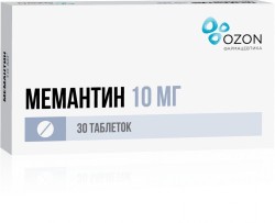 Мемантин, таблетки покрытые пленочной оболочкой 10 мг 30 шт