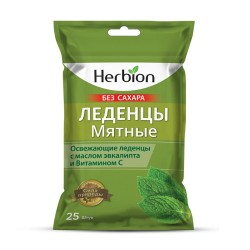 Леденцы без сахара, Herbion (Хербион) 2.5 г №25 с маслом эвкалипта и витамином С мята